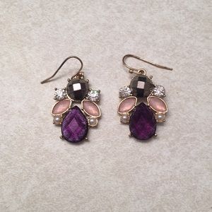 Pink and purple dangle earrings